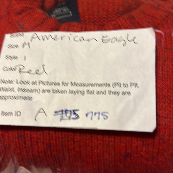 American Eagle Men’s M Outfitters Pullover Sweater Orange Fleck Elbow Patches - Picture 10 of 10